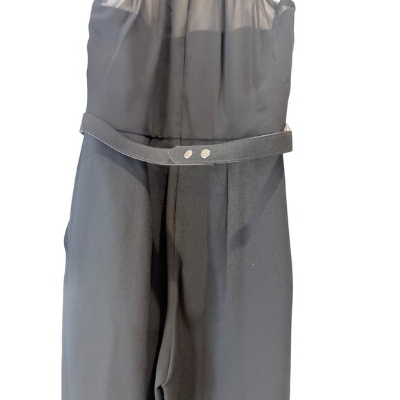 Vince Camuto Embellished Halter Jumpsuit Womens Black Excellent Formal Mesh Neck - Picture 6 of 13